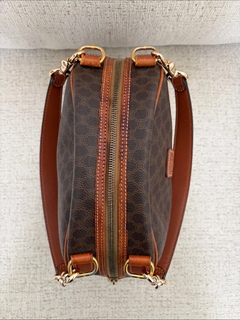 1994 Celine Triomphe Macadam Monogram Dome Satchel